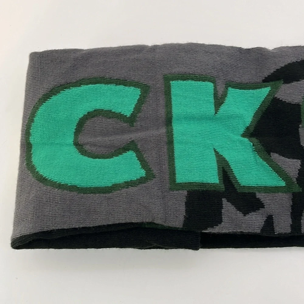 NWT Starbucks Gray, Green & Black Reversible Knit Fringed Scarf Mermaid Unisex